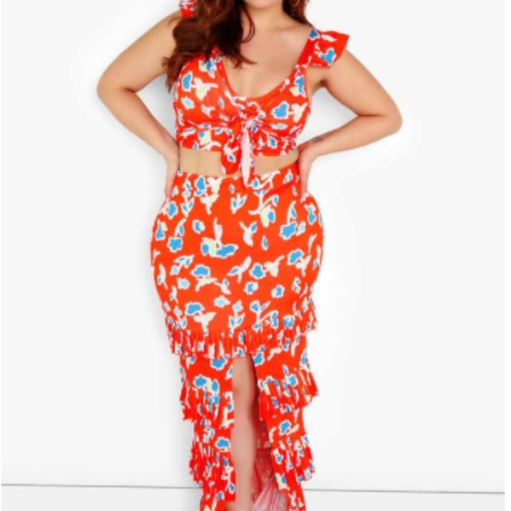 Split Front Maxi Skirt Set